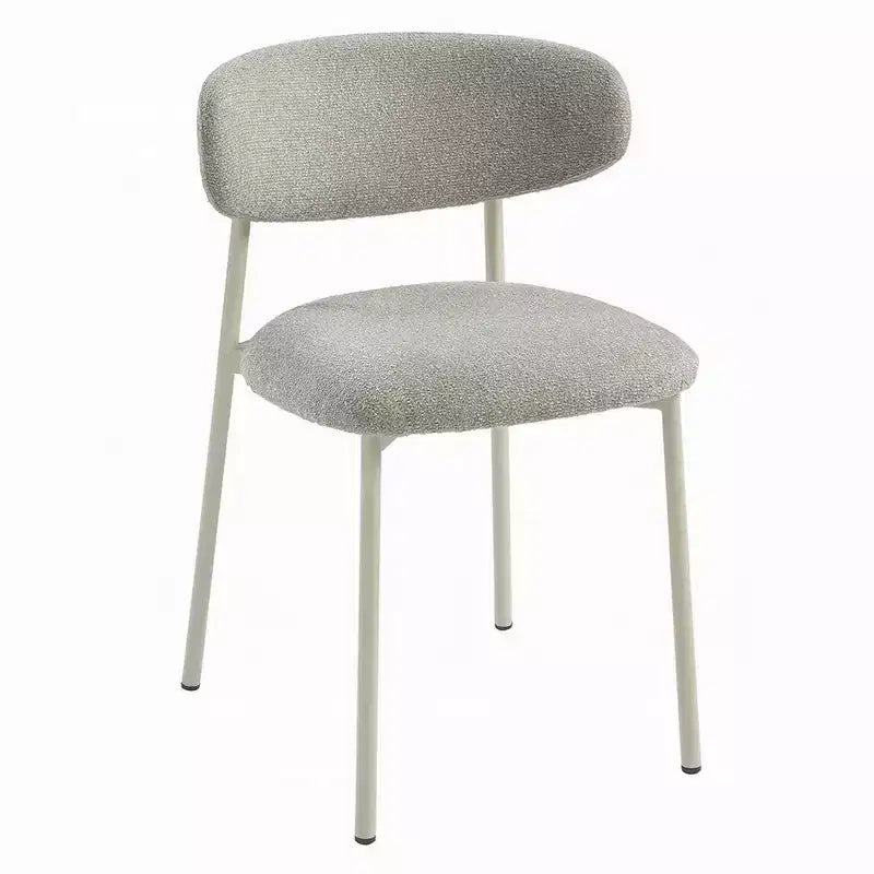 Royal Hampton Side Dining Chair Set of 2, Light Gray Fabric, White Metal Frame