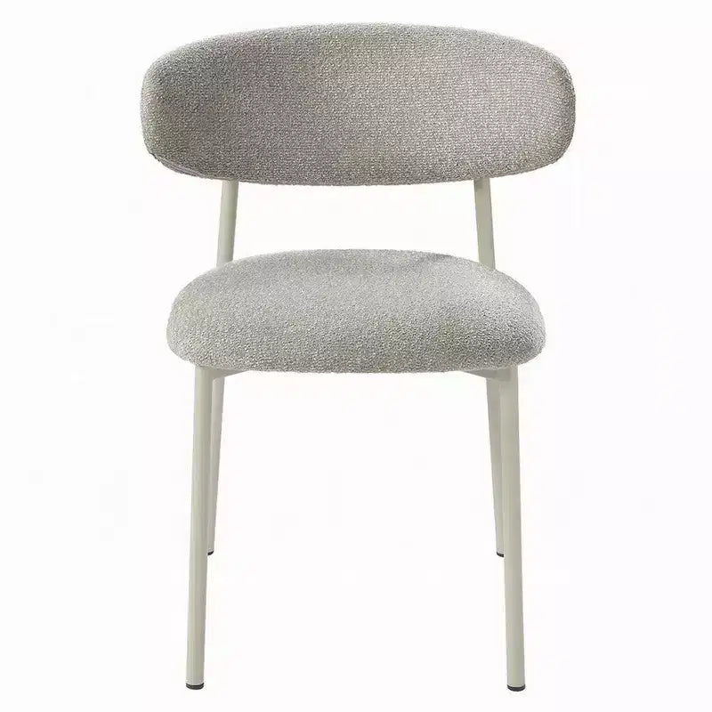 Royal Hampton Side Dining Chair Set of 2, Light Gray Fabric, White Metal Frame