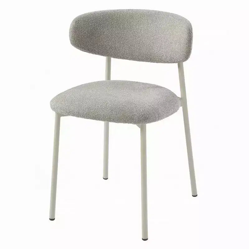 Royal Hampton Side Dining Chair Set of 2, Light Gray Fabric, White Metal Frame