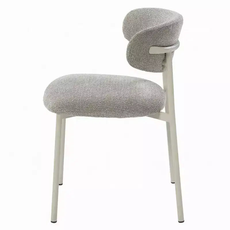 Royal Hampton Side Dining Chair Set of 2, Light Gray Fabric, White Metal Frame