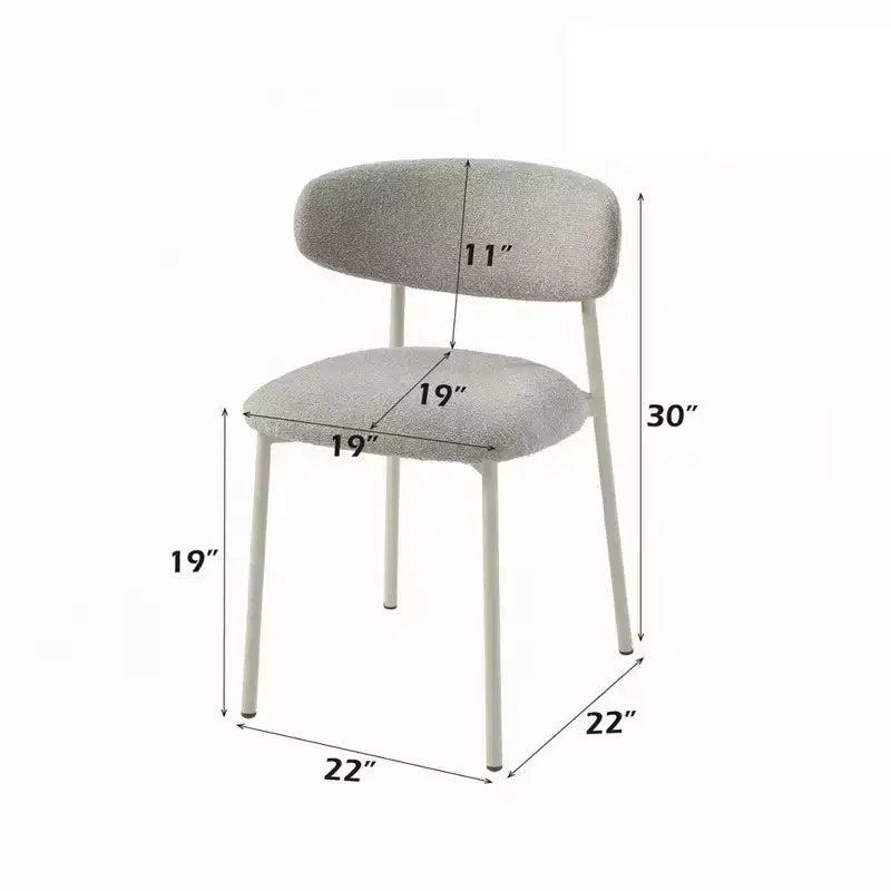 Royal Hampton Side Dining Chair Set of 2, Light Gray Fabric, White Metal Frame