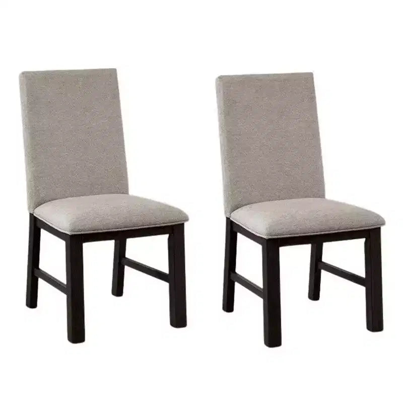 Royal Hampton Side Dining Chair Set of 2, Black Wood, Pleated Gray Polyester