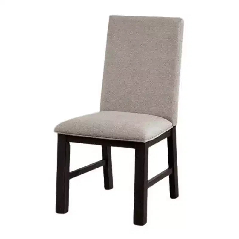 Royal Hampton Side Dining Chair Set of 2, Black Wood, Pleated Gray Polyester