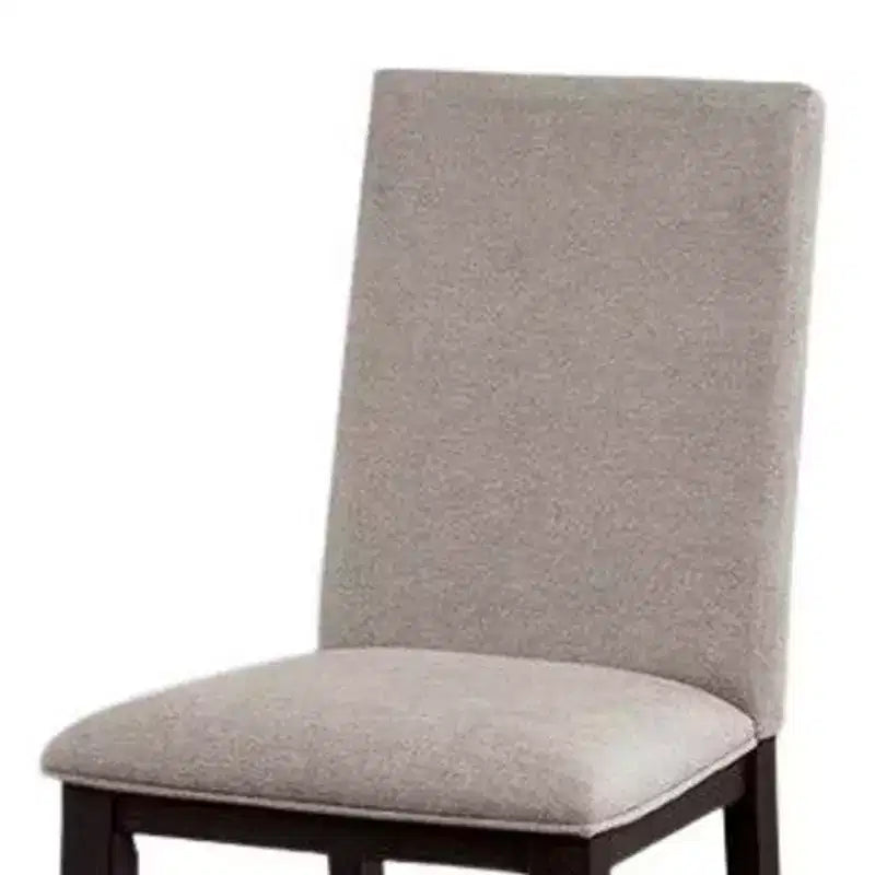 Royal Hampton Side Dining Chair Set of 2, Black Wood, Pleated Gray Polyester
