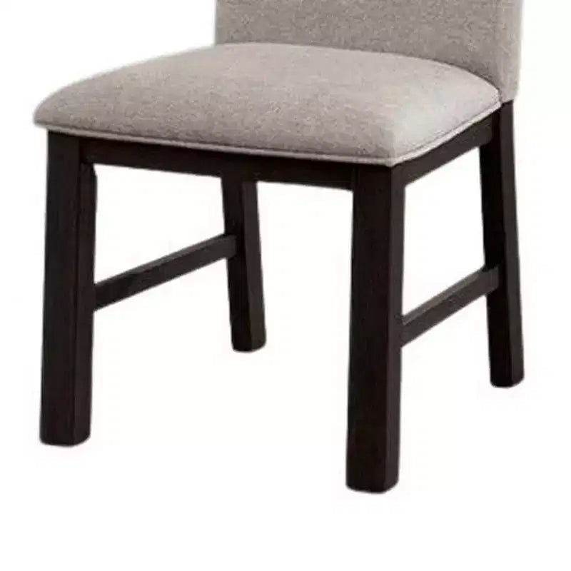 Royal Hampton Side Dining Chair Set of 2, Black Wood, Pleated Gray Polyester