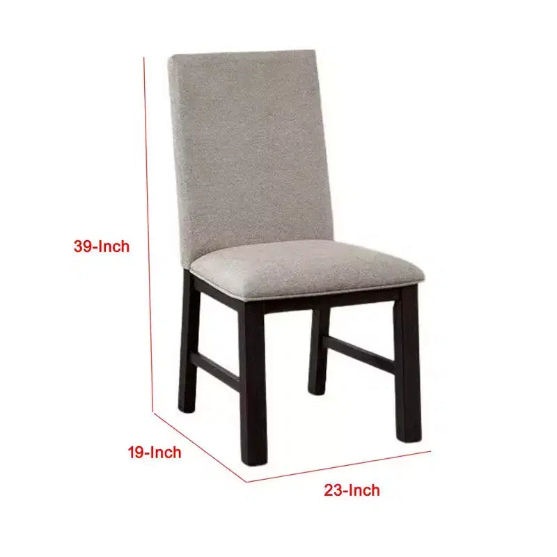 Royal Hampton Side Dining Chair Set of 2, Black Wood, Pleated Gray Polyester