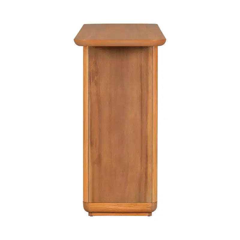 Okak Natural Wood Veneer Console Table with U-Base Design,Curved Corners Entryway Table Foyer Table for Living Room,Hallway