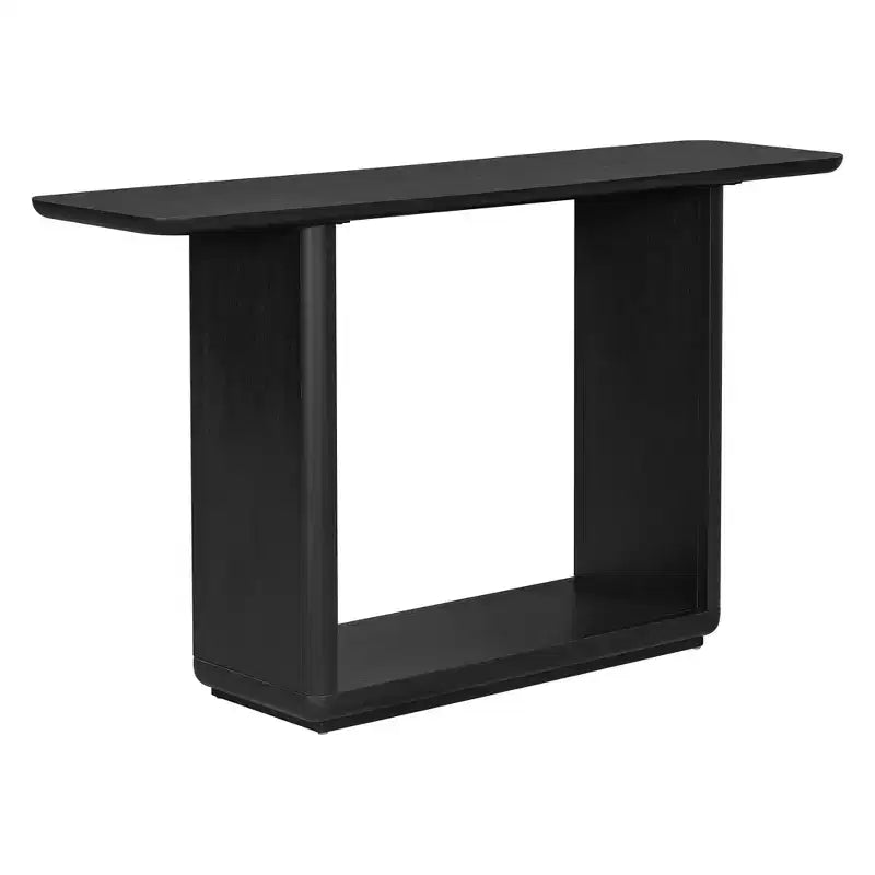 Okak Natural Wood Veneer Console Table with U-Base Design,Curved Corners Entryway Table Foyer Table for Living Room,Hallway