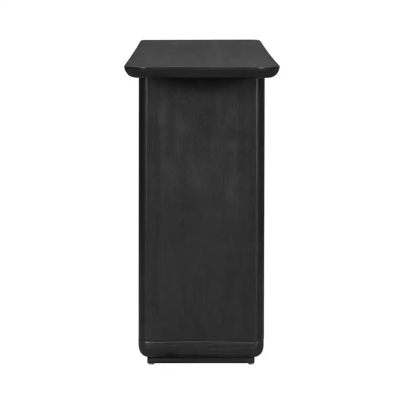 Okak Natural Wood Veneer Console Table with U-Base Design,Curved Corners Entryway Table Foyer Table for Living Room,Hallway