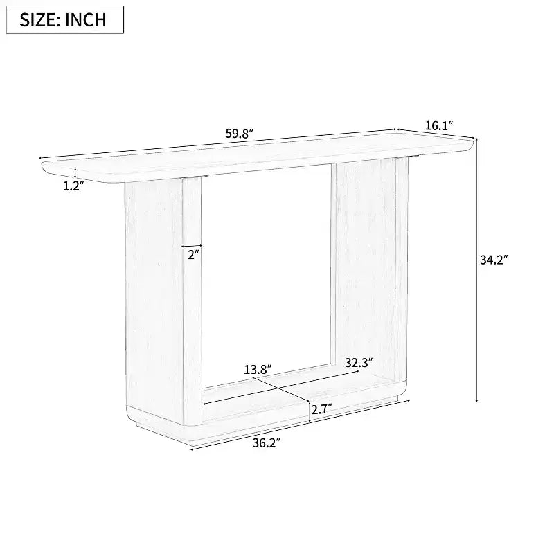 Okak Natural Wood Veneer Console Table with U-Base Design,Curved Corners Entryway Table Foyer Table for Living Room,Hallway