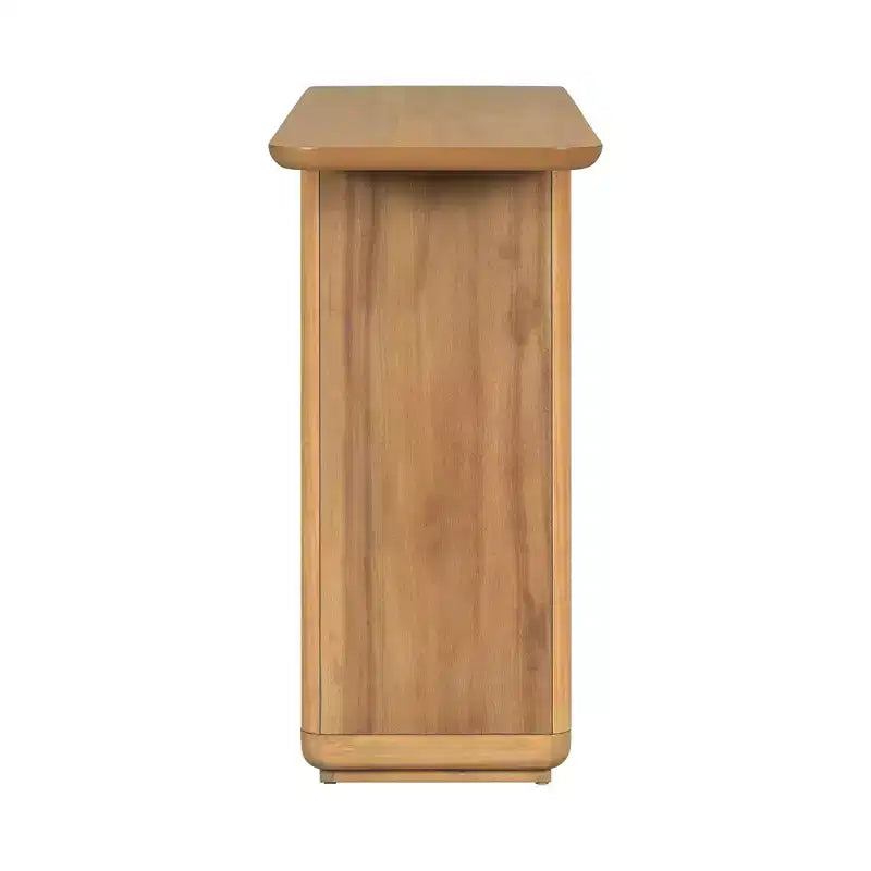 Okak Natural Wood Veneer Console Table with U-Base Design,Curved Corners Entryway Table Foyer Table for Living Room,Hallway