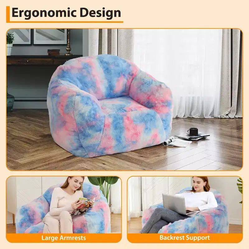 COZONY 39 Inch Kids Bean Bag Chair - Soft Fluffy Sofa with Sponge Filler, Backrest & Armrest, 37.5 Lbs Capacity Reading Chair