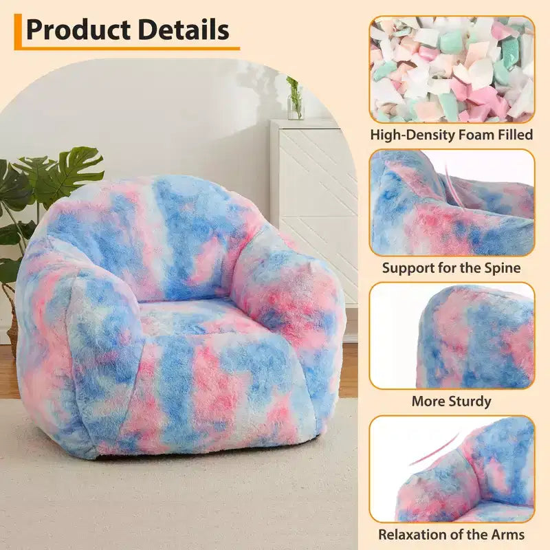 COZONY 39 Inch Kids Bean Bag Chair - Soft Fluffy Sofa with Sponge Filler, Backrest & Armrest, 37.5 Lbs Capacity Reading Chair