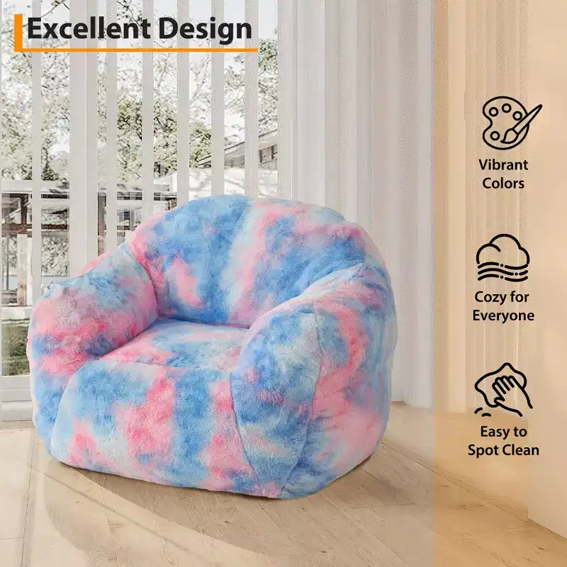 COZONY 39 Inch Kids Bean Bag Chair - Soft Fluffy Sofa with Sponge Filler, Backrest & Armrest, 37.5 Lbs Capacity Reading Chair
