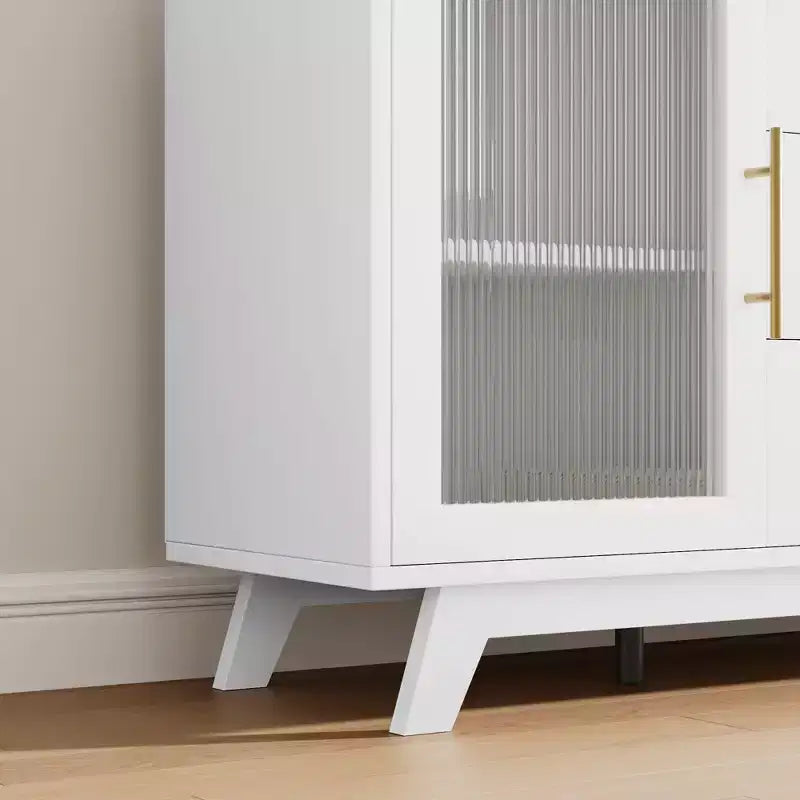 Buffet Cabinet, Kitchen Storage Cabinet with 2 Fluted Doors and 3 Drawers,Modern Coffee Bar Cabinet with Adjustable Shelf for Living,Dining Room