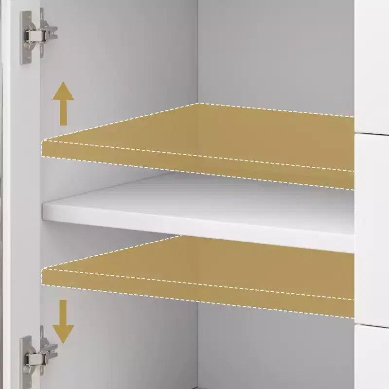 Buffet Cabinet, Kitchen Storage Cabinet with 2 Fluted Doors and 3 Drawers,Modern Coffee Bar Cabinet with Adjustable Shelf for Living,Dining Room