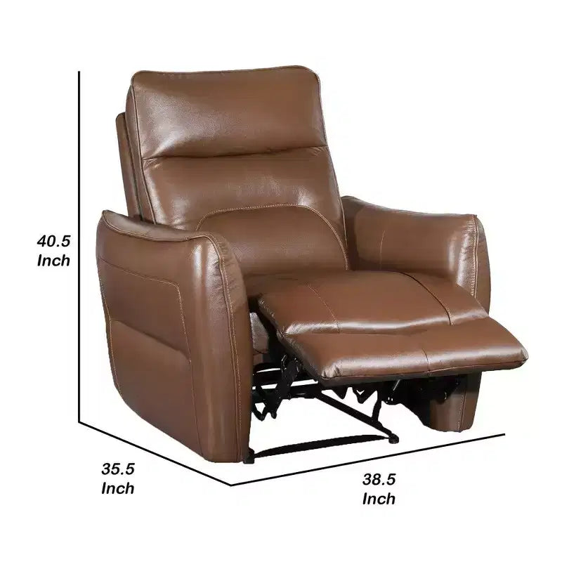 Royal Hampton Power Recliner Chair, Rich Caramel Brown Leather Match, Foam