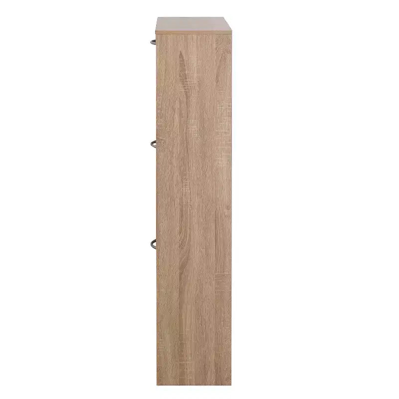 GDFStudio Enzo Modern 24 Wooden Shoe Storage Cabinet with Silver Handles and 3 Flip Drawers