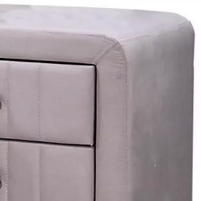 Royal Hampton Nightstand, 2 Drawers, 22 Inch Upholstered in Light Pink Velvet