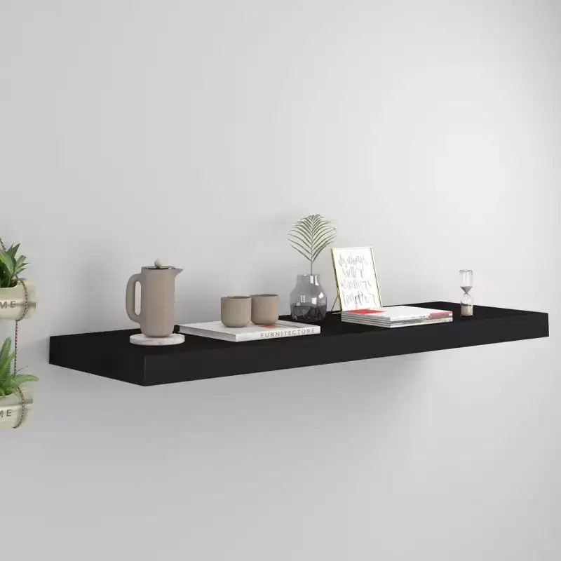 Wall Shelf Black Honeycomb MDF, metal frame 31.5 x 9.3 x 1.5 in