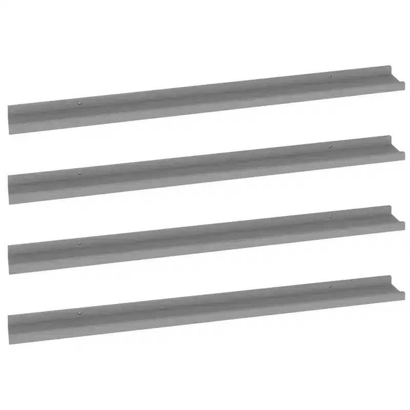 Wall Shelf Set of 4 Grey MDF Wall Shelf Rectangular Modern
