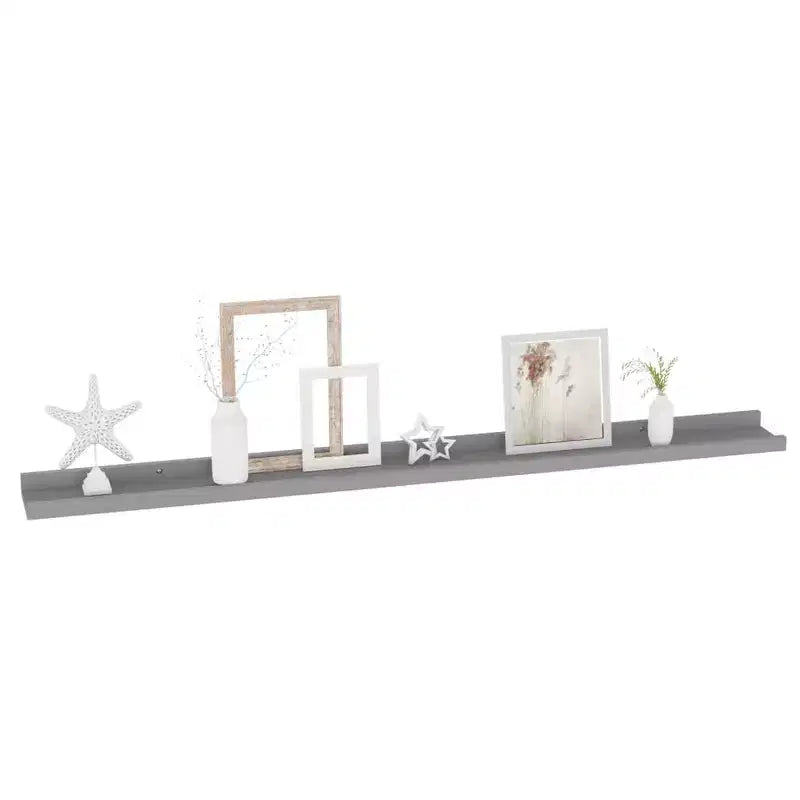 Wall Shelf Set of 4 Grey MDF Wall Shelf Rectangular Modern