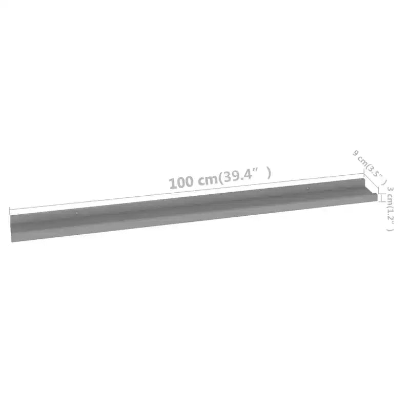 Wall Shelf Set of 4 Grey MDF Wall Shelf Rectangular Modern