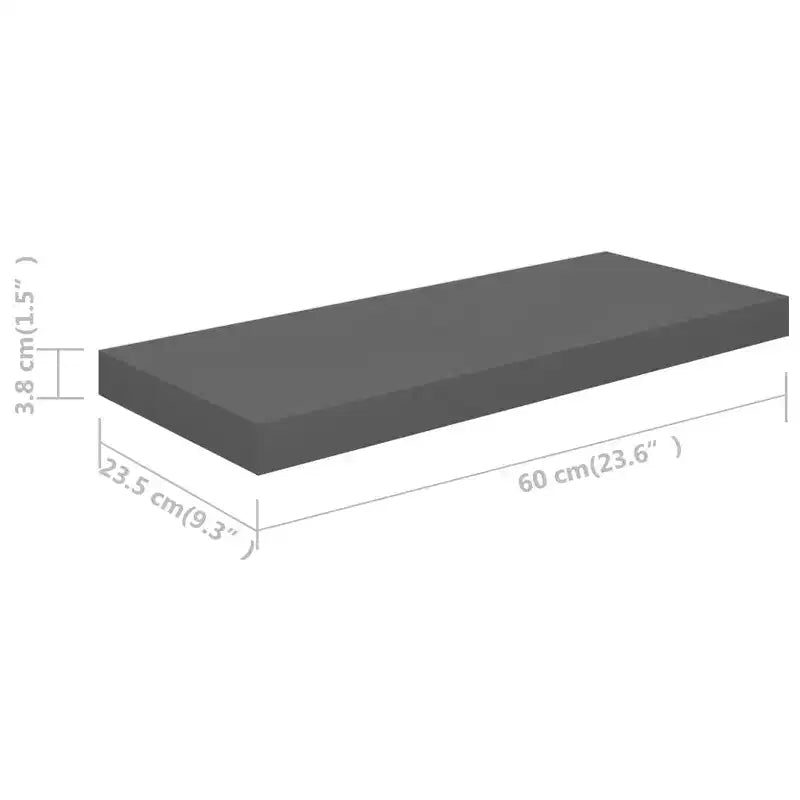 Wall Shelf Set of 2 Glossy gray Honeycomb MDF, Metal