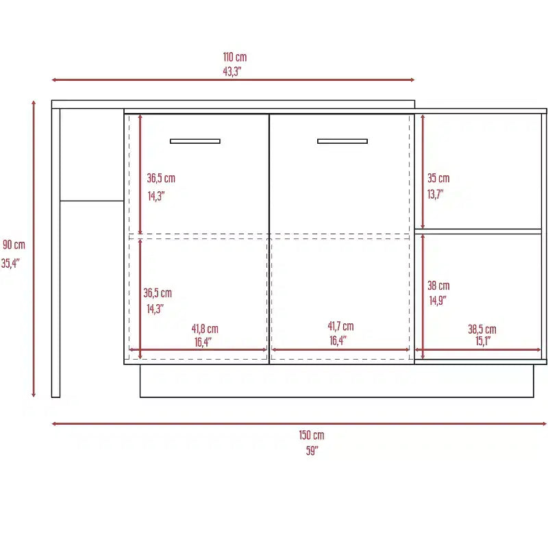 Okak Modern Kitchen Island with Unique Top Design, Kitchen Island Table with 2 Shelves, 1 Drawer and 3 Divisions, Countertop Organizer