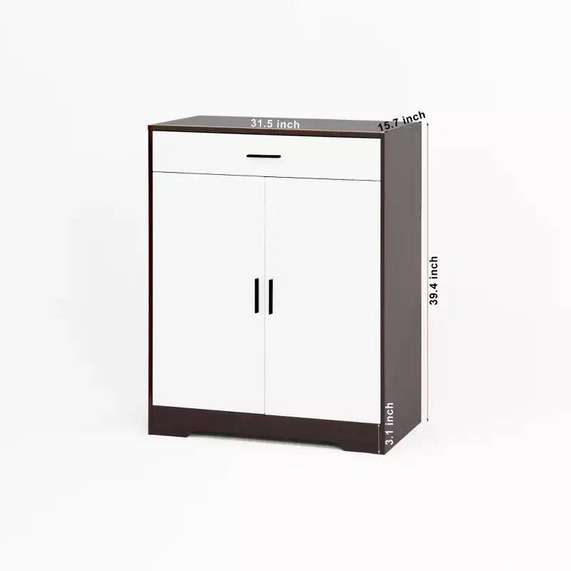 GDFStudio Tyra 31 Modern Wooden 4-Tier Shoe Storage Cabinet with 1 Drawer and Adjustable Shelves
