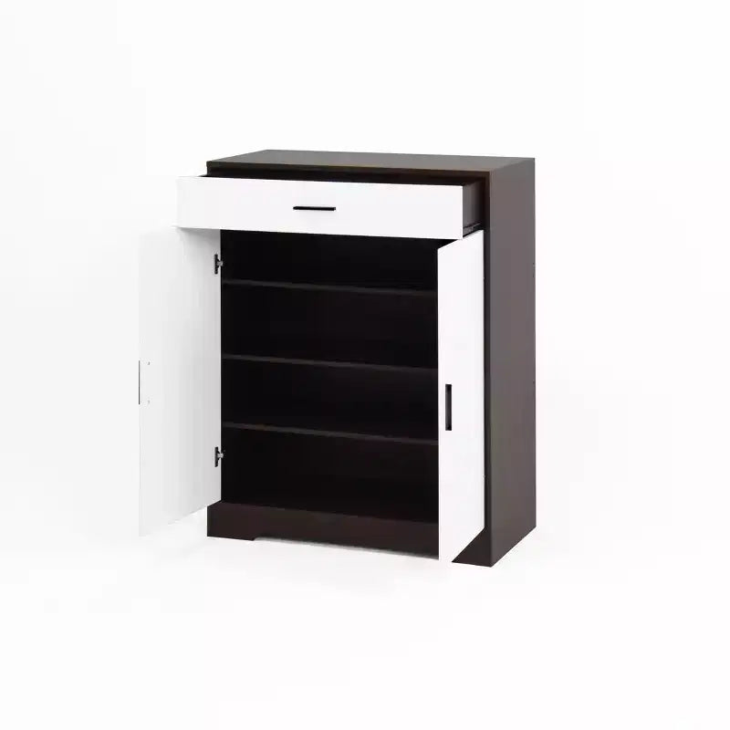GDFStudio Tyra 31 Modern Wooden 4-Tier Shoe Storage Cabinet with 1 Drawer and Adjustable Shelves