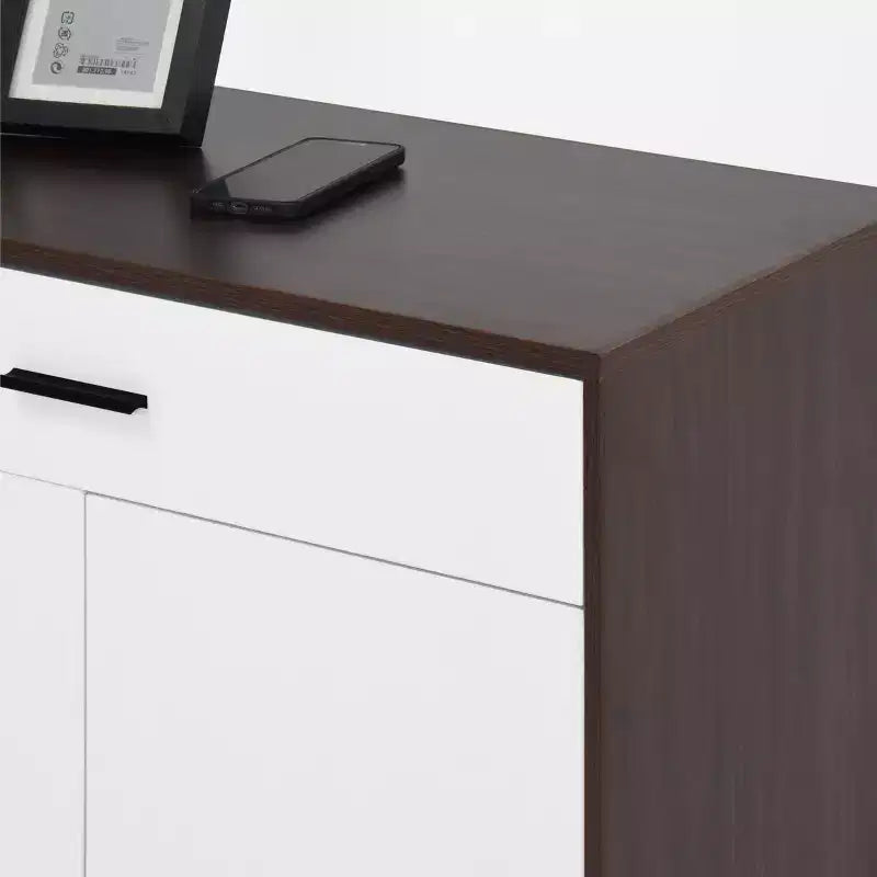 GDFStudio Tyra 31 Modern Wooden 4-Tier Shoe Storage Cabinet with 1 Drawer and Adjustable Shelves