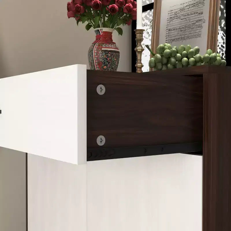 GDFStudio Tyra 31 Modern Wooden 4-Tier Shoe Storage Cabinet with 1 Drawer and Adjustable Shelves