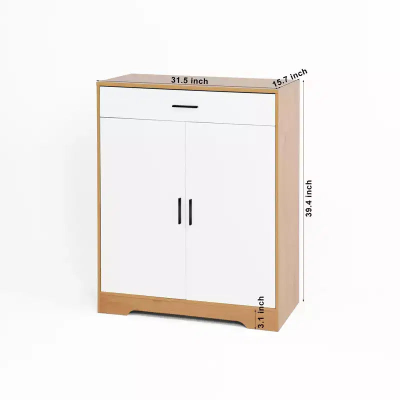 GDFStudio Tyra 31 Modern Wooden 4-Tier Shoe Storage Cabinet with 1 Drawer and Adjustable Shelves