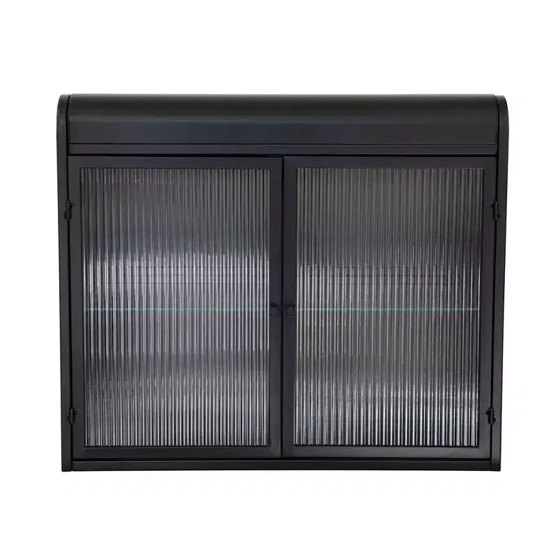 Wall-Mounted Storage Cabinet, Retro Metal Bathroom Cabinet with 2 Glass Doors & Shelves for Bathroom, Kitchen, Living Room & Office