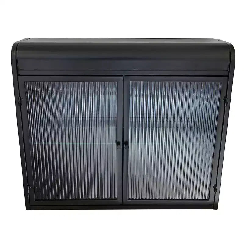 Wall-Mounted Storage Cabinet, Retro Metal Bathroom Cabinet with 2 Glass Doors & Shelves for Bathroom, Kitchen, Living Room & Office