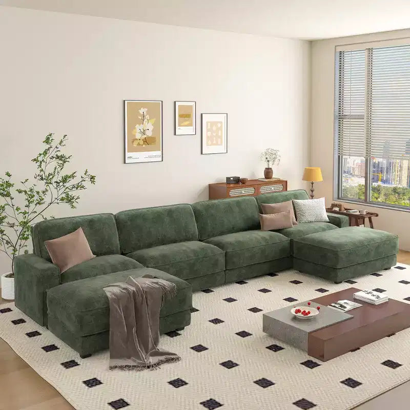 Dyonery 160 U-Shaped Modular Sectional Sofa,Oversized Cloud Couch with Movable Ottoman,6-Seat Chenille Deep Seat Sofa with Pillow,Sectional Couches
