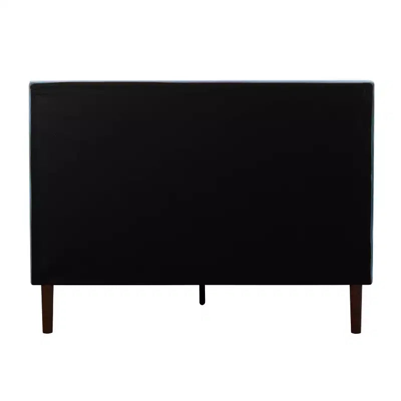 MAYEERTY Platform Bed Frame - Upholstered Padded Headboard, 12 Wood Slats & Center Support Leg