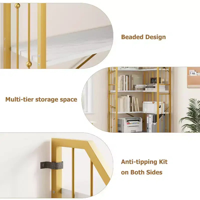 GustoWave 7-Tier Corner Bookshelf 86 Tall L-Shaped Bookcase Storage Shelf with Metal Frame