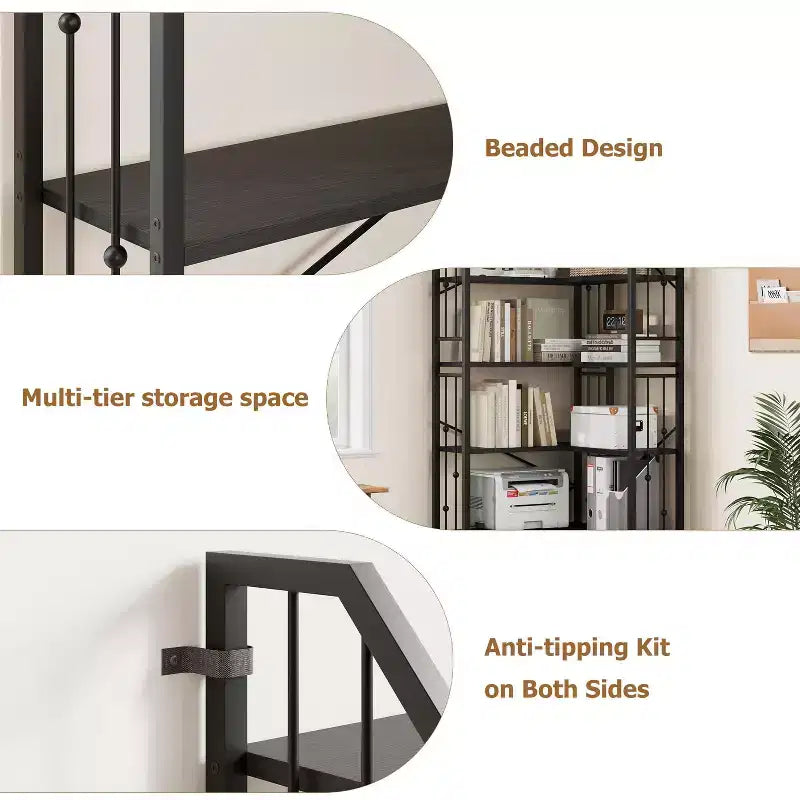 GustoWave 7-Tier Corner Bookshelf 86 Tall L-Shaped Bookcase Storage Shelf with Metal Frame