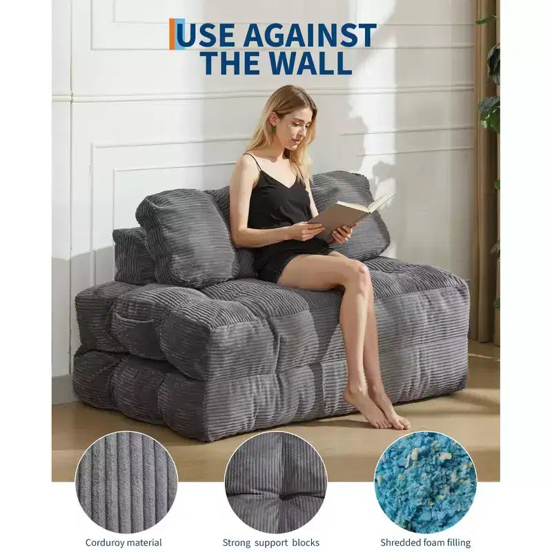 Garvee 3-in-1 Portable Folding Double-Size Sofa Bed Sleeper Chair with Pillow, Convertible Foldable Mattress & Back, Portable Floor Couch