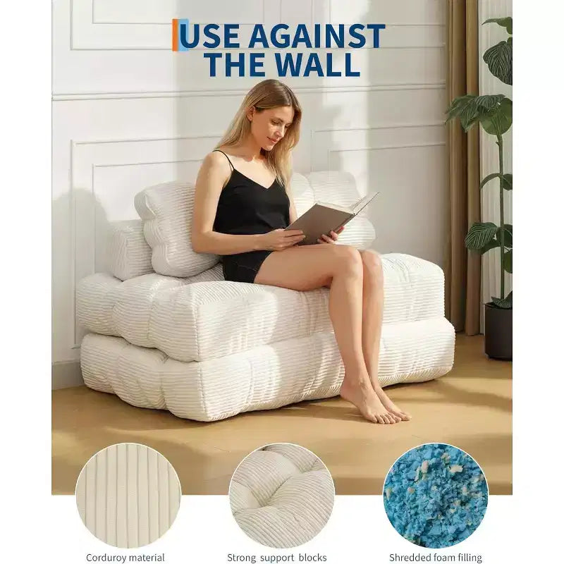 Garvee 3-in-1 Portable Folding Double-Size Sofa Bed Sleeper Chair with Pillow, Convertible Foldable Mattress & Back, Portable Floor Couch