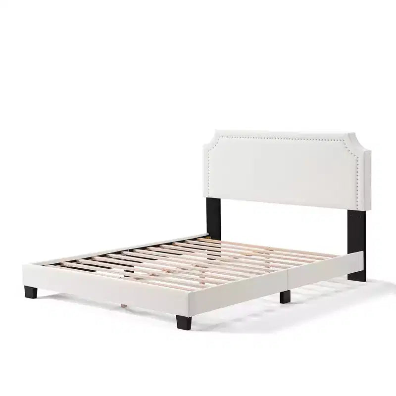 Okak Queen/Full Size Primary Bedroom Bed Frame with Linen Upholstered Headboard,Modern Platform Bed No Box Spring Needed