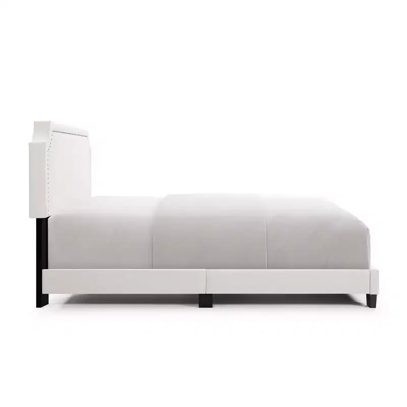 Okak Queen/Full Size Primary Bedroom Bed Frame with Linen Upholstered Headboard,Modern Platform Bed No Box Spring Needed