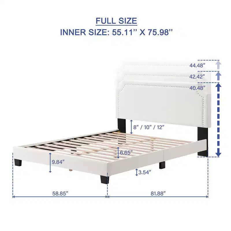 Okak Queen/Full Size Primary Bedroom Bed Frame with Linen Upholstered Headboard,Modern Platform Bed No Box Spring Needed