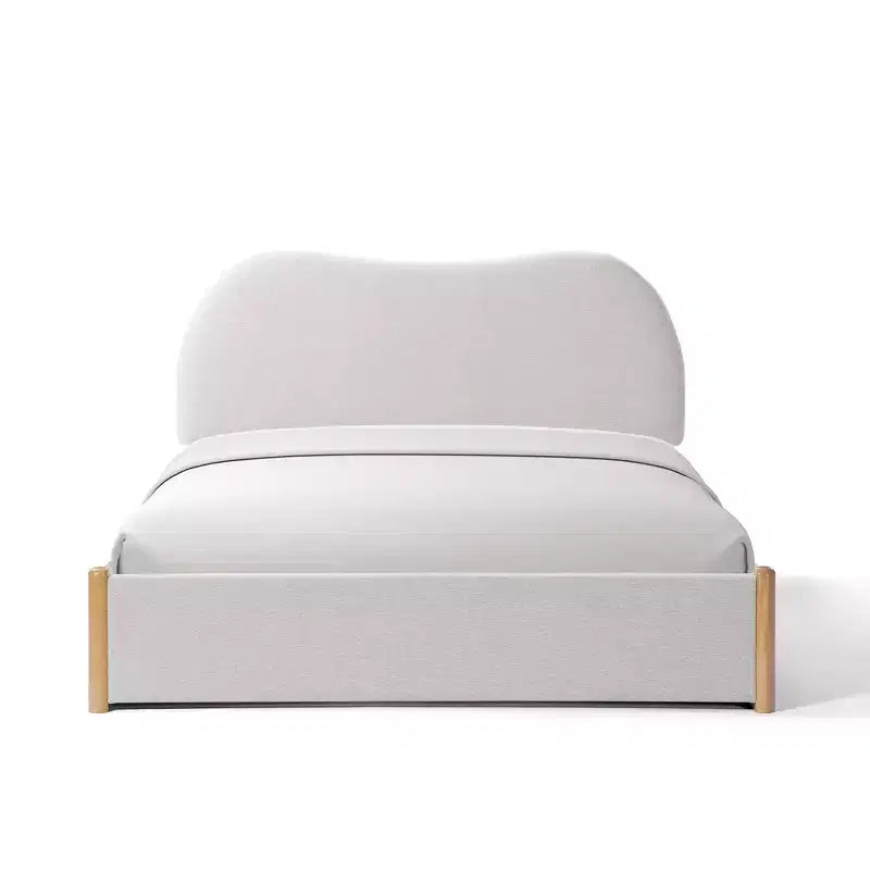 Okak Queen/Full Size Primary Bedroom Bed Frame with Linen Upholstered Headboard,Modern Platform Bed No Box Spring Needed