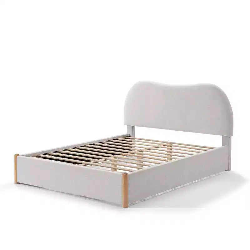 Okak Queen/Full Size Primary Bedroom Bed Frame with Linen Upholstered Headboard,Modern Platform Bed No Box Spring Needed