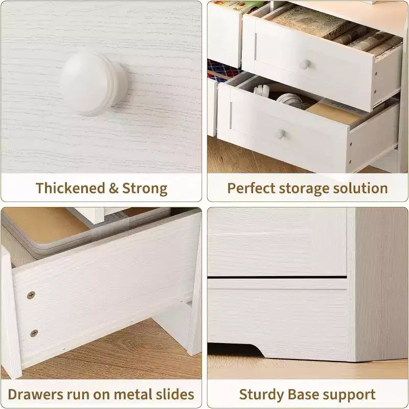 Slim 6 Drawer Dresser with Open Shelf, Space Saving Narrow Chest for Nursery Apartment Closet, Finish Modern Storage Organizer, Easy Assembly