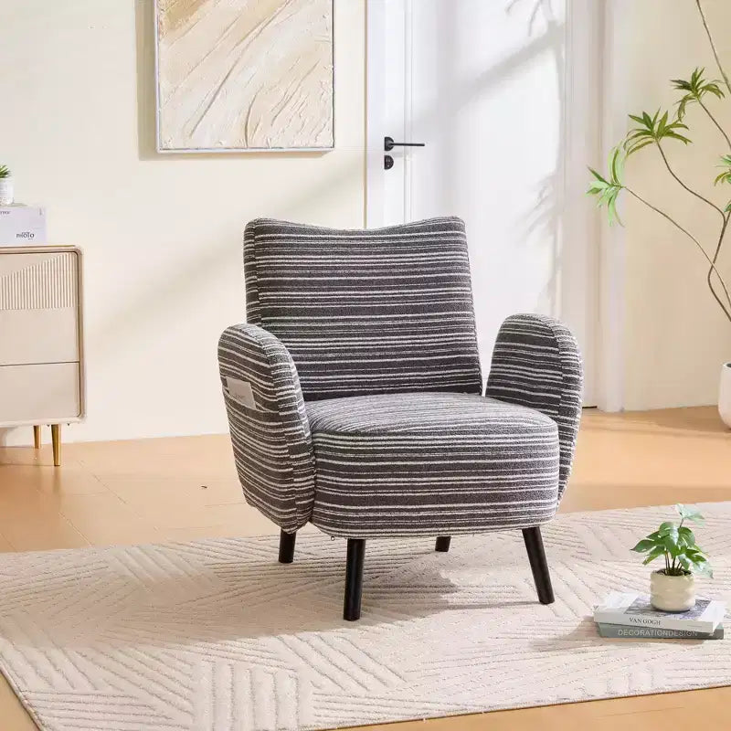 GDFStudio Pira Modern Boucle Upholstered Armchair with Side Storage Pocket