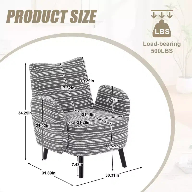 GDFStudio Pira Modern Boucle Upholstered Armchair with Side Storage Pocket